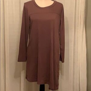 28. Flowy Brown dress.  Five buttons on left side